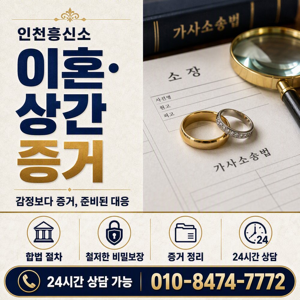 인천 이혼·상간 증거 · 감정보다 증거, 준비된 대응 인천흥신소 인천 이혼·상간 증거 · 감정보다 증거, 준비된 대응