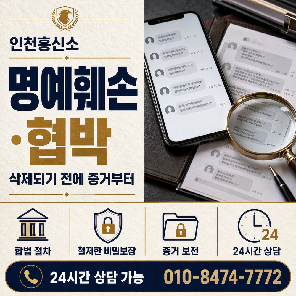 명예훼손·협박, 삭제되기 전에 증거부터 인천흥신소 명예훼손·협박, 삭제되기 전에 증거부터